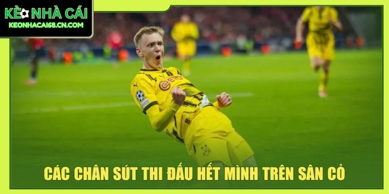 Các chân sút thi đấu hết mình trên sân cỏ